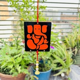 Enchanting Acrylic Ganesha Car Hanging with Pearls