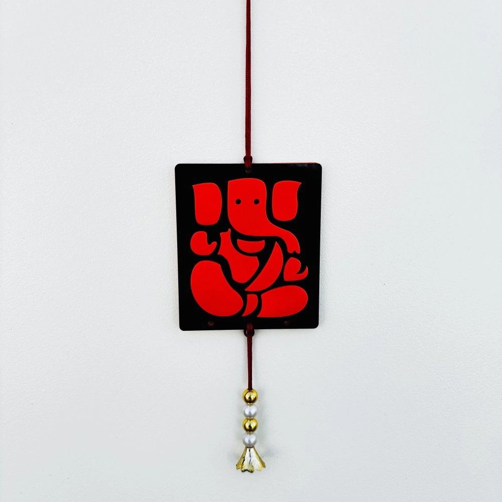 Enchanting Acrylic Ganesha Car Hanging with Pearls