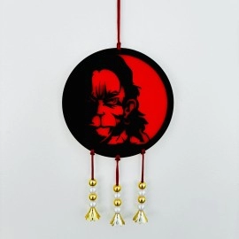 Appealing Acrylic Hanuman Car Hanging with Pearls and Bells