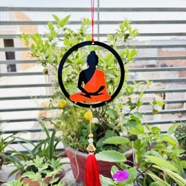 Delightful Acrylic Buddha Car Hanging with Pearls