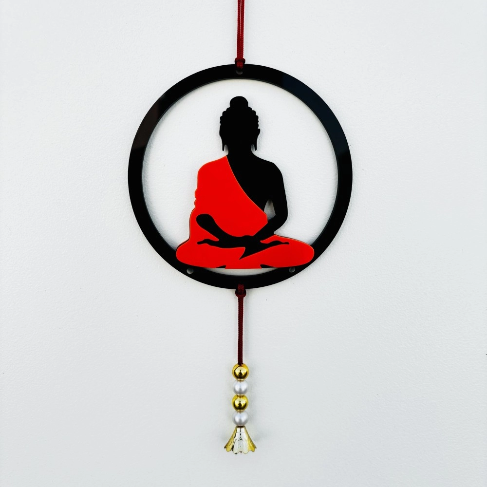 Delightful Acrylic Buddha Car Hanging with Pearls