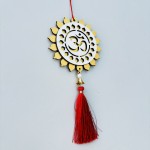 Golden Acrylic OM Car Hanging With Beautiful Red Tassel