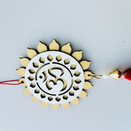 Golden Acrylic OM Car Hanging With Beautiful Red Tassel