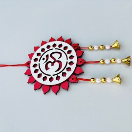 Red And White Acrylic OM Car Hanging With Bells