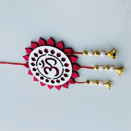 Red And White Acrylic OM Car Hanging With Bells