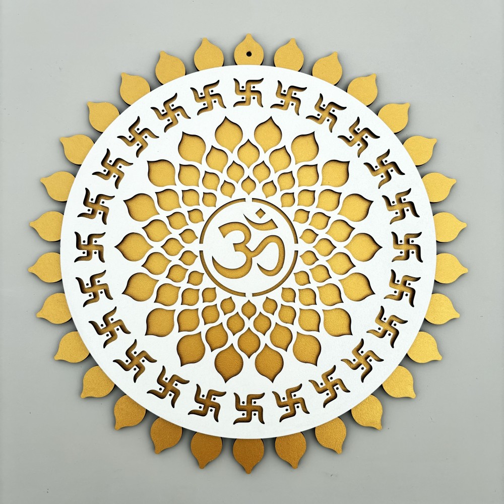 Godly White and Golden Lord Om Wall Hanging