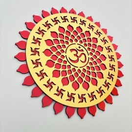 Divine Red and Golden Lord Om Wall Hanging