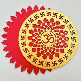 Divine Red and Golden Lord Om Wall Hanging