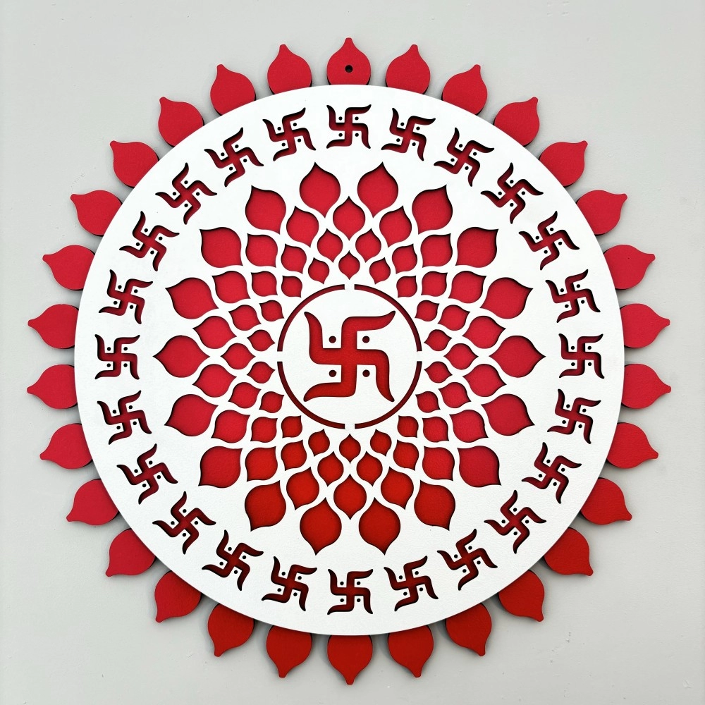 Endearing Acrylic Red And White Swastik