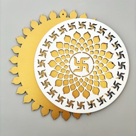 Godhead Acrylic White And Golden Swastik